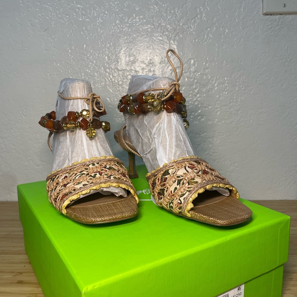 Sam Edelman Pamala BeadedHeeled Sandals in Dark Natural - Picture 5 of 7
